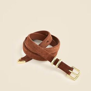 J. Crew Brown Suede Belt with Gold Buckle